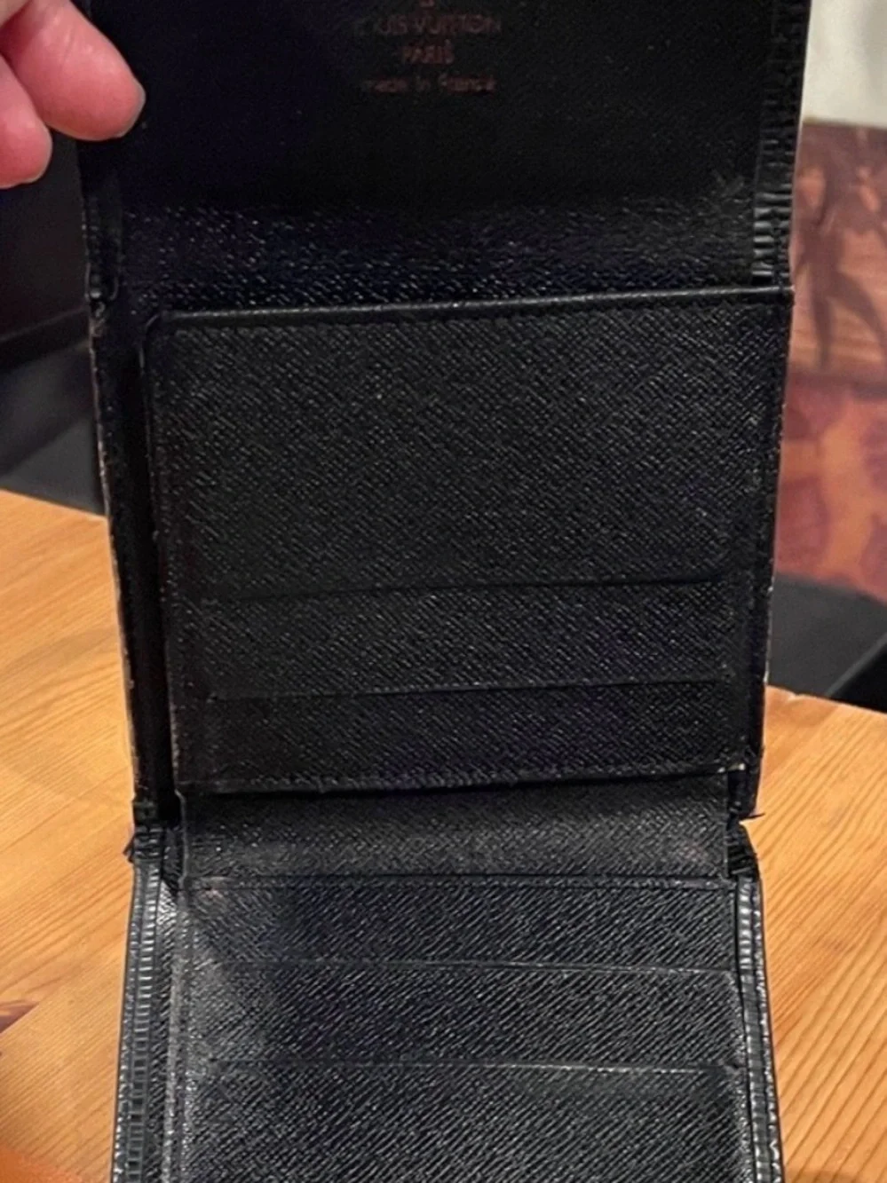Louis Vuitton Men’s Black Epi Leather Wallet • Classic LV Bifold • Card Holder